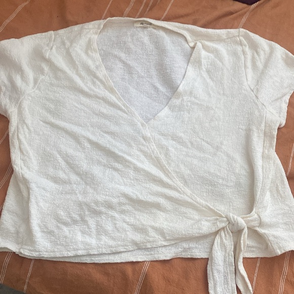 Texture & Thread Short-Sleeve Wrap Top - Picture 4 of 4